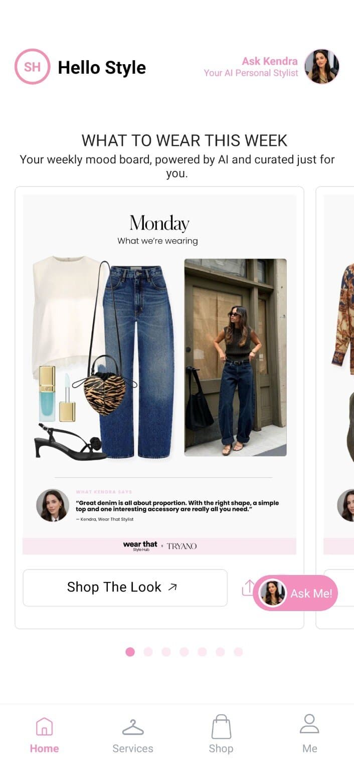 Weekly AI-curated mood board in the WearThat app
